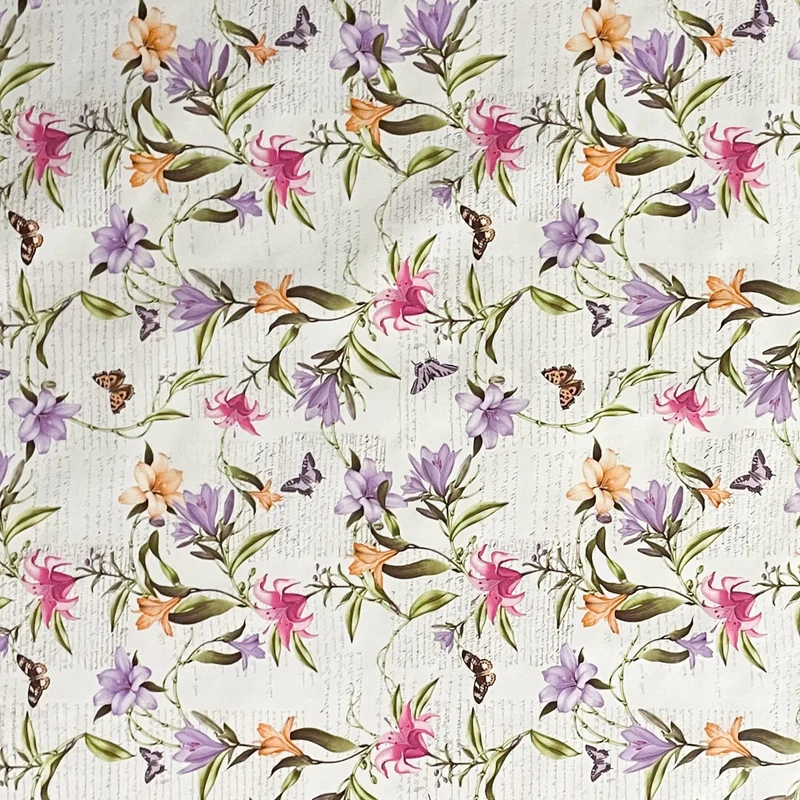 Wachstuch Tischdecke 06241-03 Blumenwiese Blüten Schmetterlinge eckig rund oval Wunschmaß