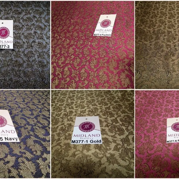 Indian Floral Gold Metallic faux silk banarsi Brocade 44" Wide M377