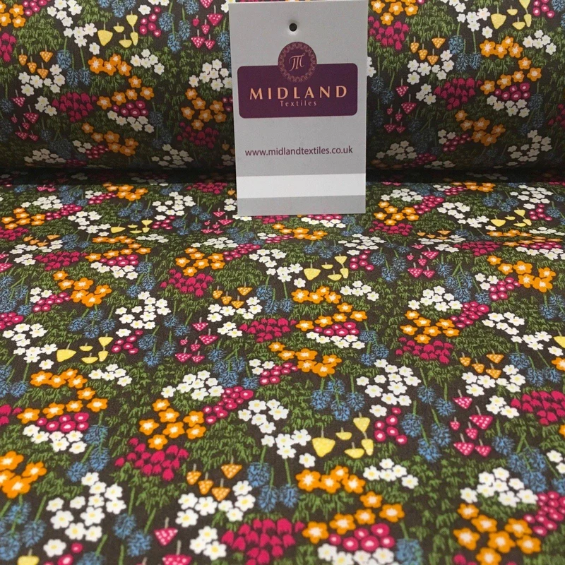 Floral Flowers and Mushroom Printed 100% cotton fabric 44" Wide M814 Mtex
