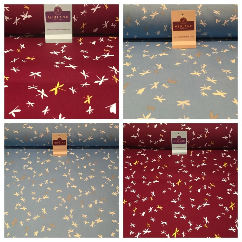 Dragonfly Silhouette 100% Cotton Printed Fabric 44" Wide M812 Mtex