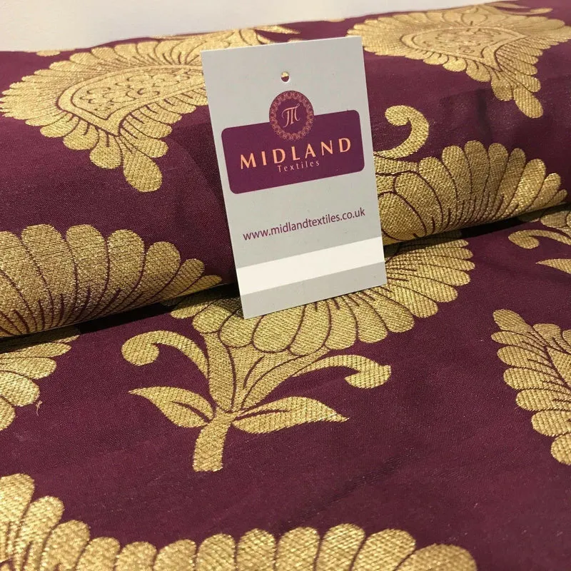 Gold Metallic Paisley Indian banarsi brocade Fabric 44" Wide M808 Mtex