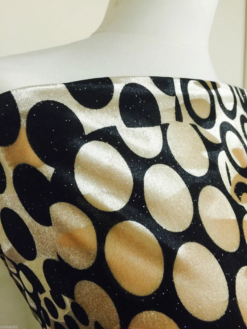Abstract Glitter stretch Velvet circle and dot M16-3 & 4 Mtex