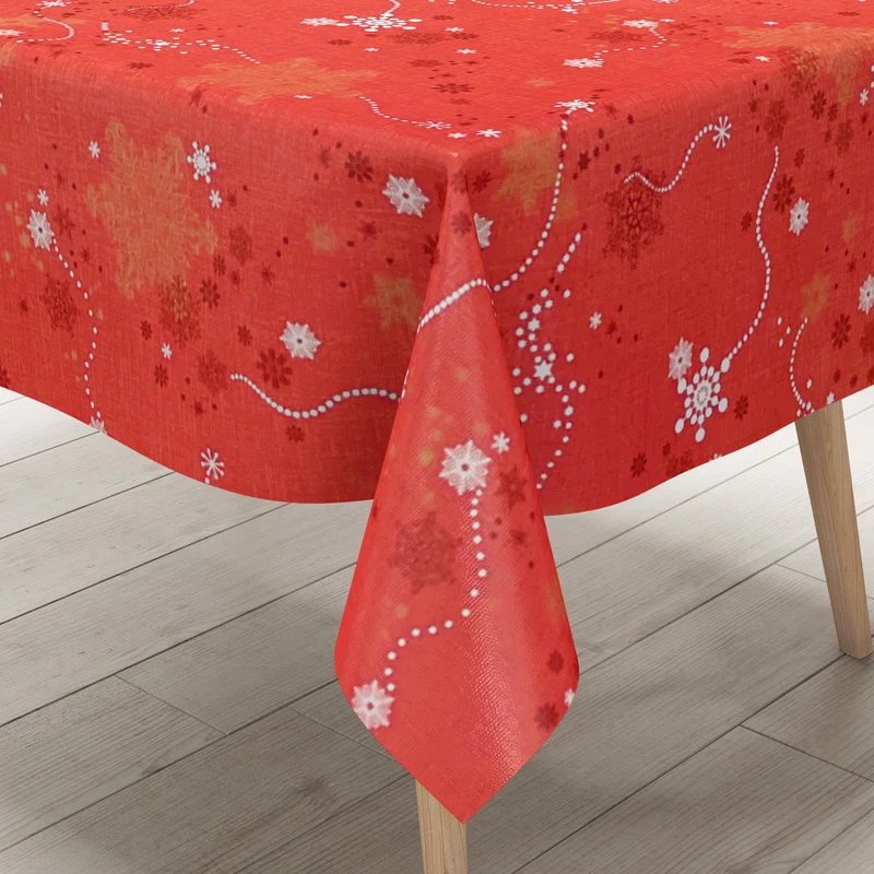 Wachstuch Tischdecke geprägt Weihnachten Skandinavien rot KE00810 eckig rund oval