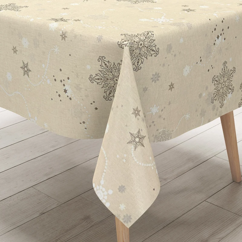 Wachstuch Tischdecke geprägt Weihnachten Skandinavien beige KE00820 eckig rund oval