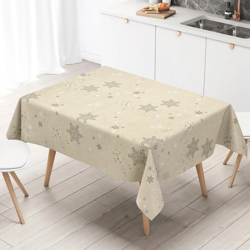 Wachstuch Tischdecke geprägt Weihnachten Skandinavien beige KE00820 eckig rund oval