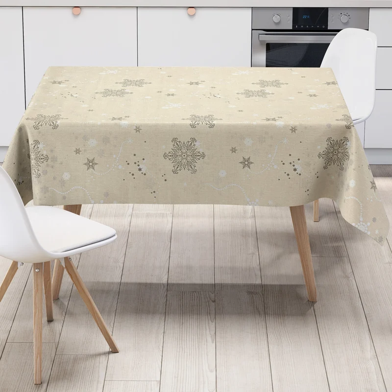 Wachstuch Tischdecke geprägt Weihnachten Skandinavien beige KE00820 eckig rund oval