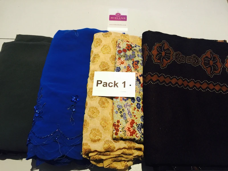 Mixed Assorted fabric Pack of 5 remnants patchwork quilting crafting M630 Mtex
