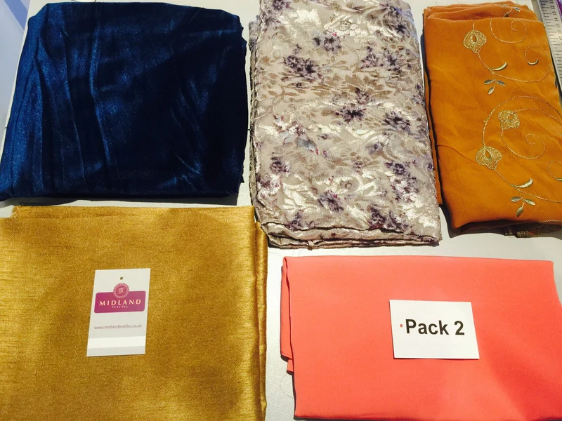 Mixed Assorted fabric Pack of 5 remnants patchwork quilting crafting M630 Mtex