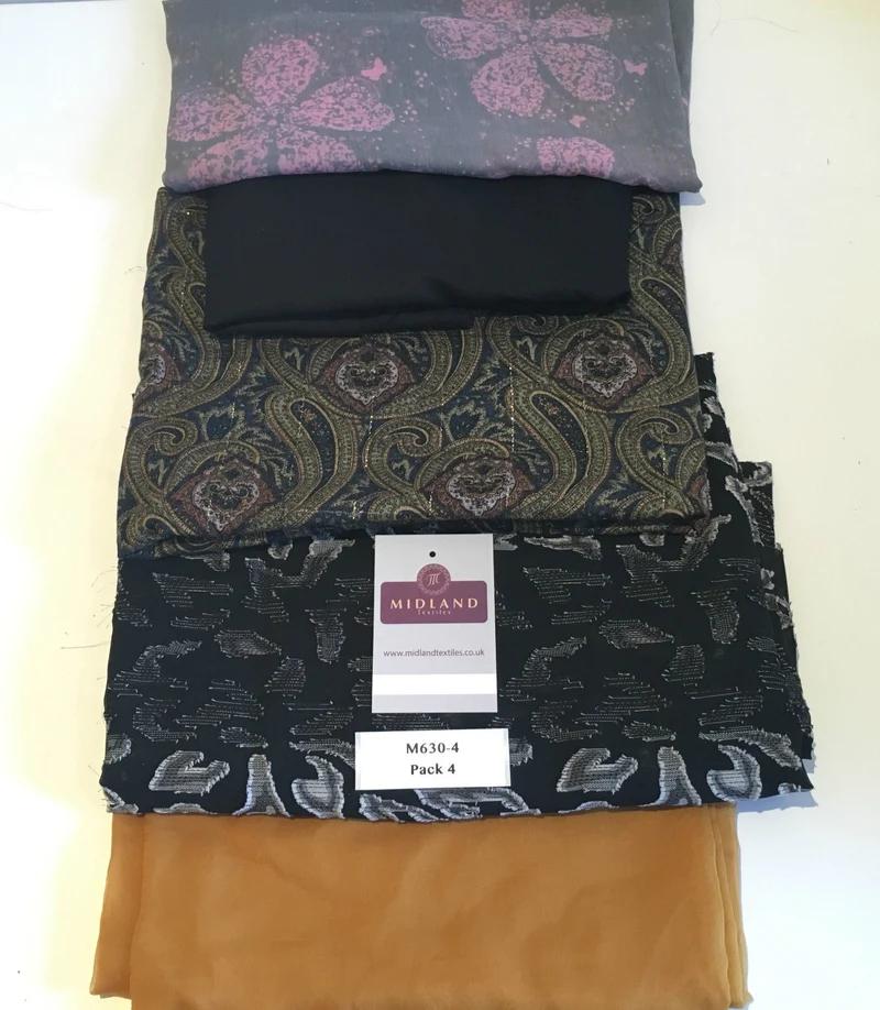 Mixed Assorted fabric Pack of 5 remnants patchwork quilting crafting M630 Mtex