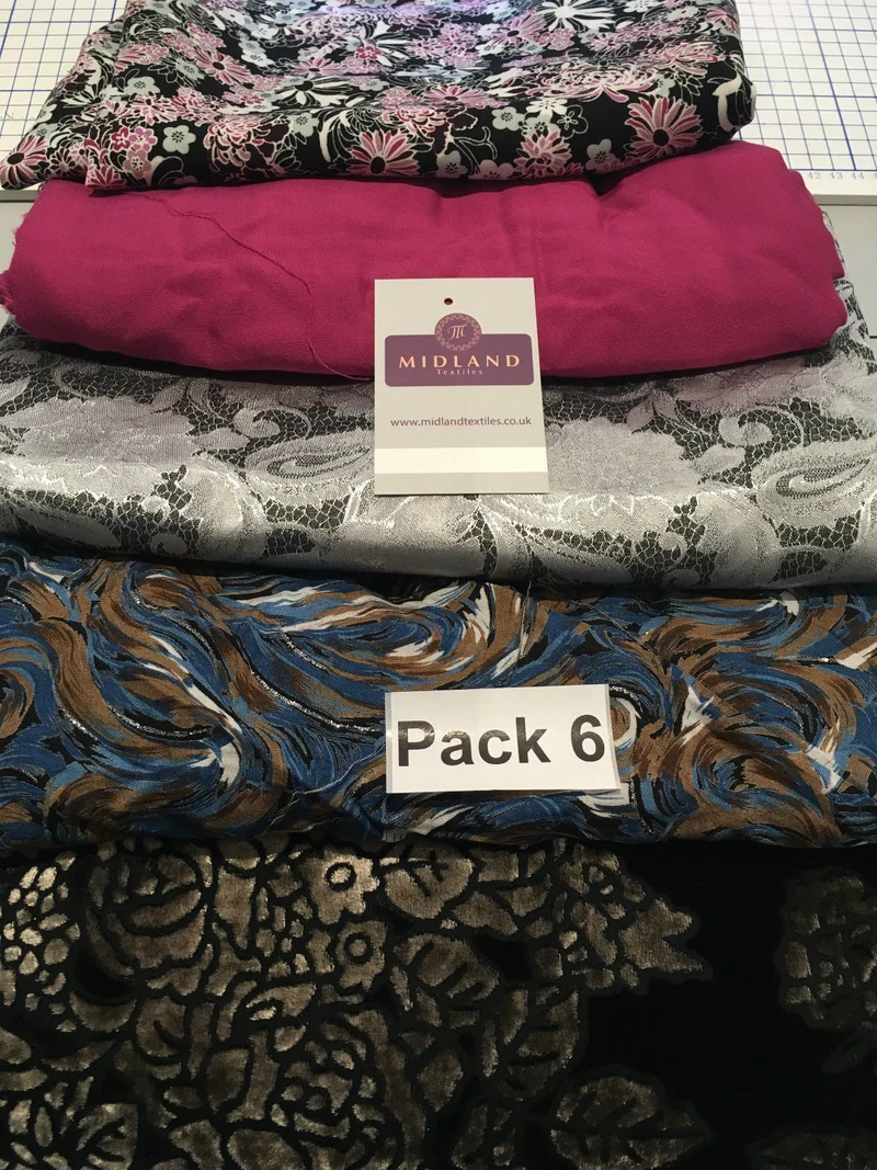 Mixed Assorted fabric Pack of 5 remnants patchwork quilting crafting M630 Mtex