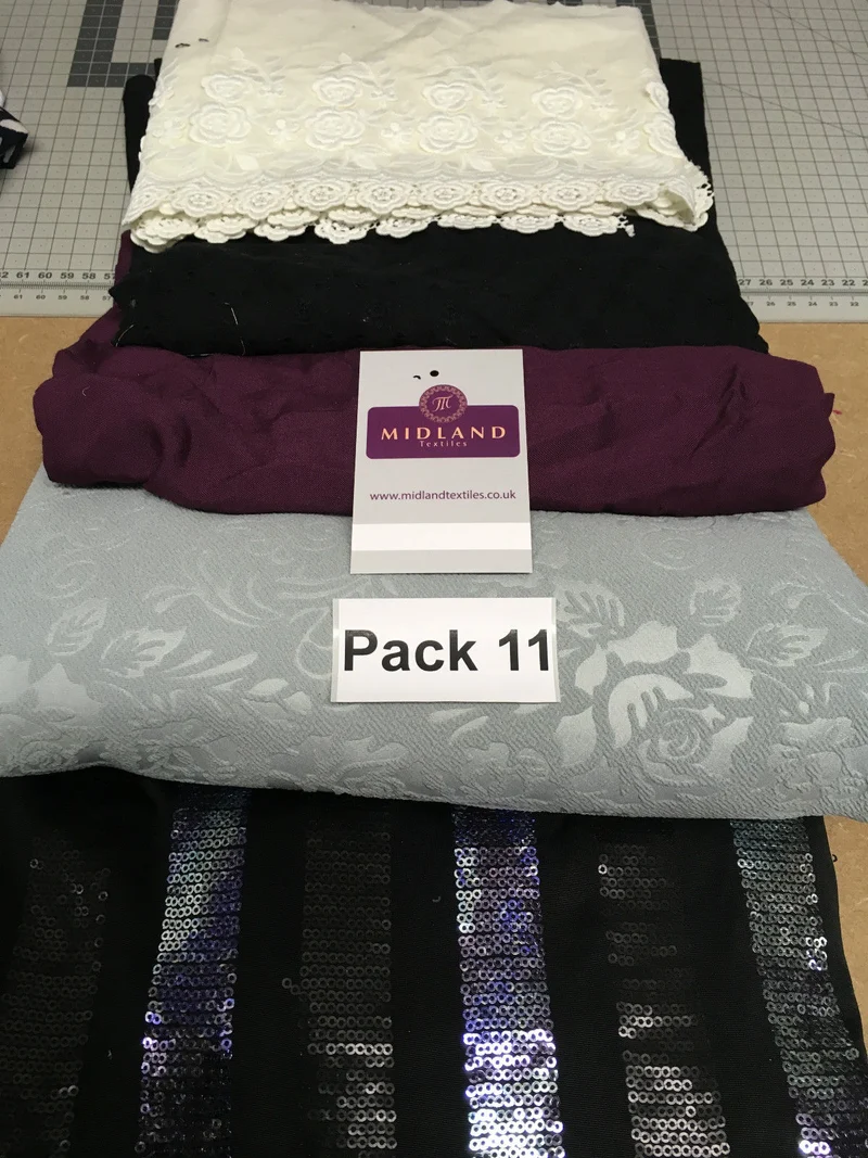 Mixed Assorted fabric Pack of 5 remnants patchwork quilting crafting M630 Mtex