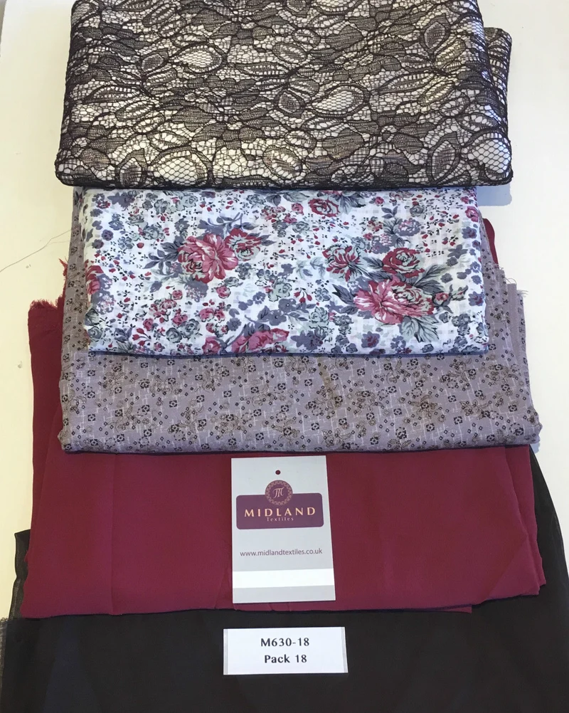 Mixed Assorted fabric Pack of 5 remnants patchwork quilting crafting M630 Mtex