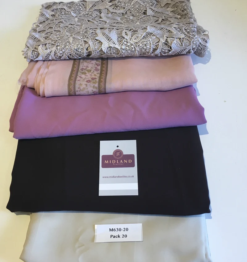 Mixed Assorted fabric Pack of 5 remnants patchwork quilting crafting M630 Mtex