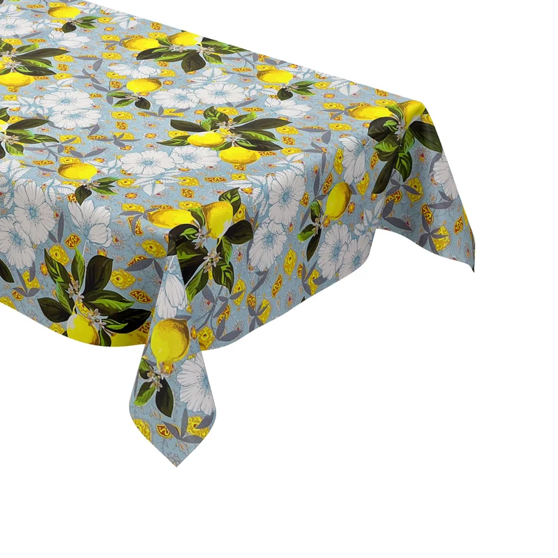 Wachstuch Tischdecke B6025-03 hellblau Zitronen Finca Sommer eckig rund oval