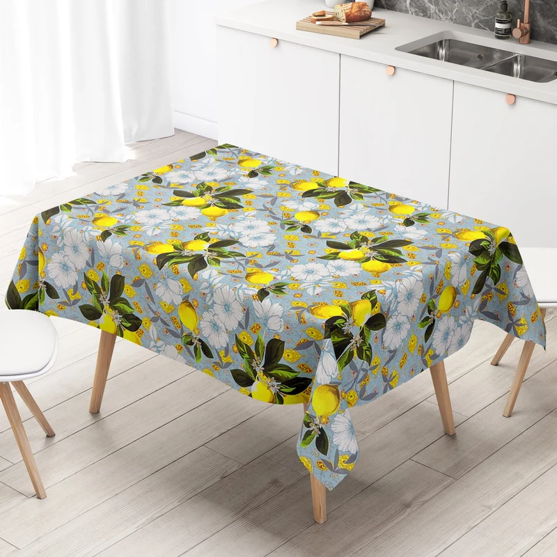 Wachstuch Tischdecke B6025-03 hellblau Zitronen Finca Sommer eckig rund oval