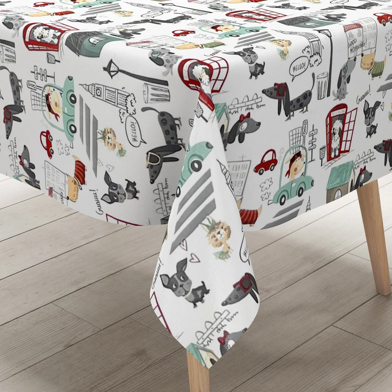 Wachstuch Tischdecke R20HUL London Big Ben Kindermotiv Dackel eckig rund oval