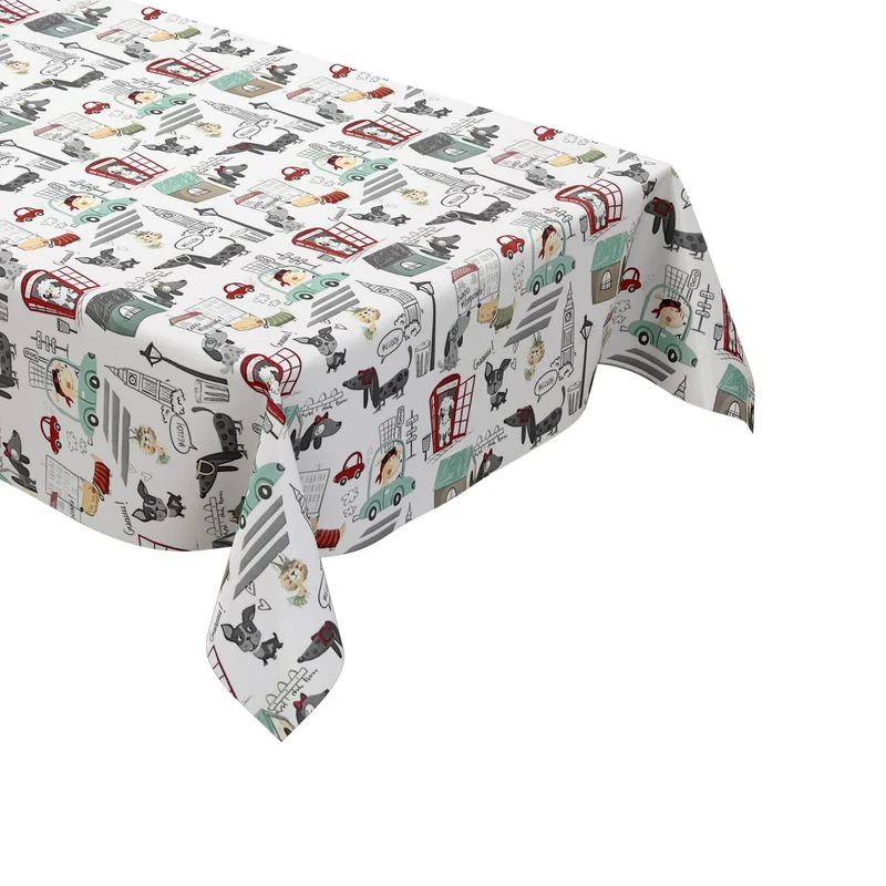 Wachstuch Tischdecke R20HUL London Big Ben Kindermotiv Dackel eckig rund oval