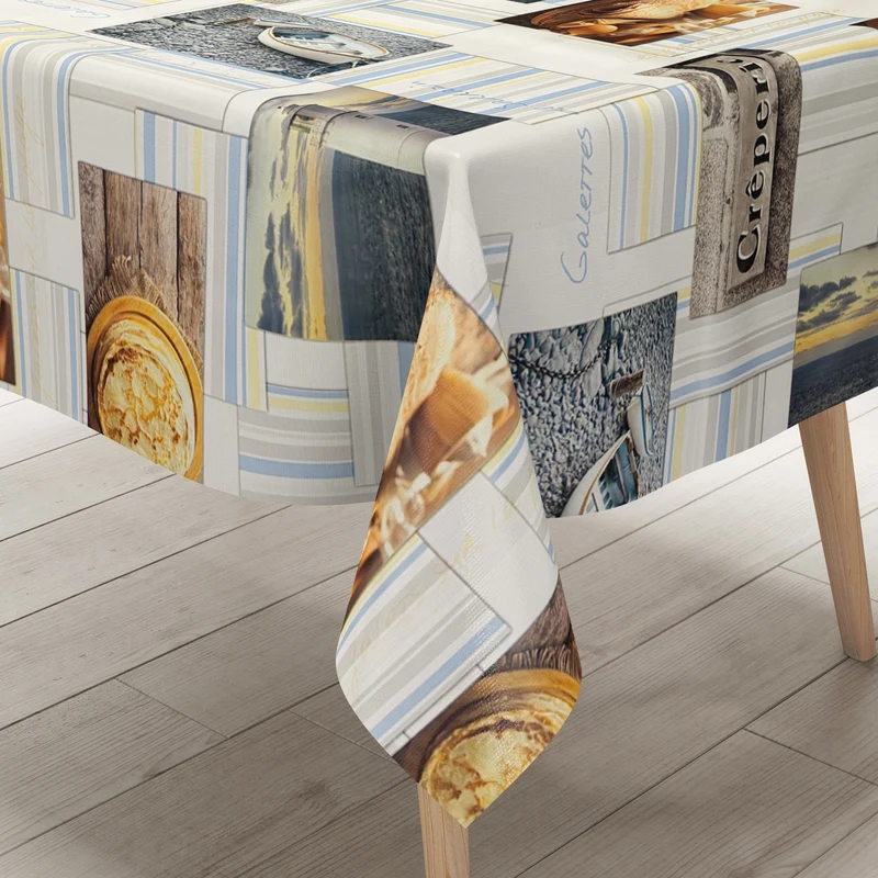 Wachstuch Tischdecke C141281 Creperie Maritim eckig rund oval