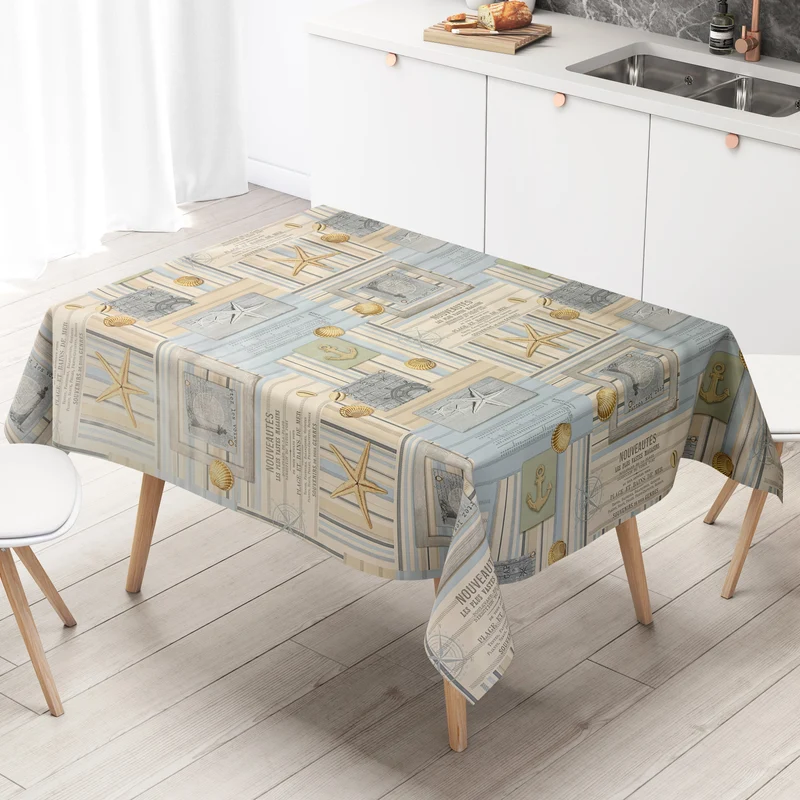 Wachstuch Tischdecke C144131 Maritim Meer Muschel Seestern eckig rund oval Meterware