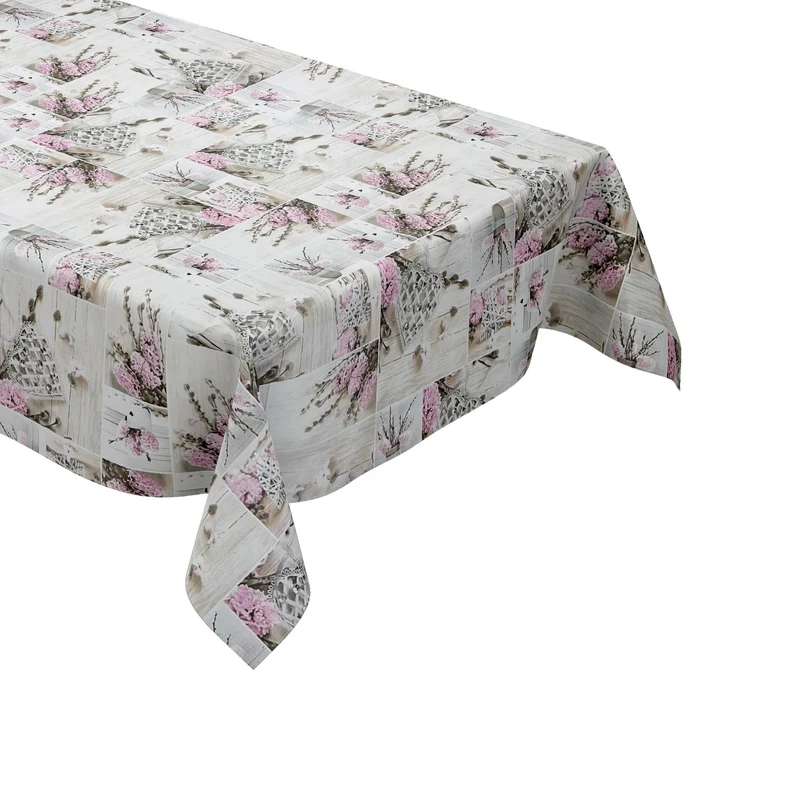 Wachstuch Tischdecke B5019-01 rosa Blüten auf Holz eckig rund oval