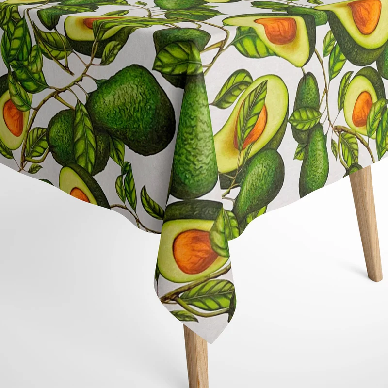 textile Tischdecke Jacquard beschichtete Baumwolle DG128 AVOCADOS eckig rund oval