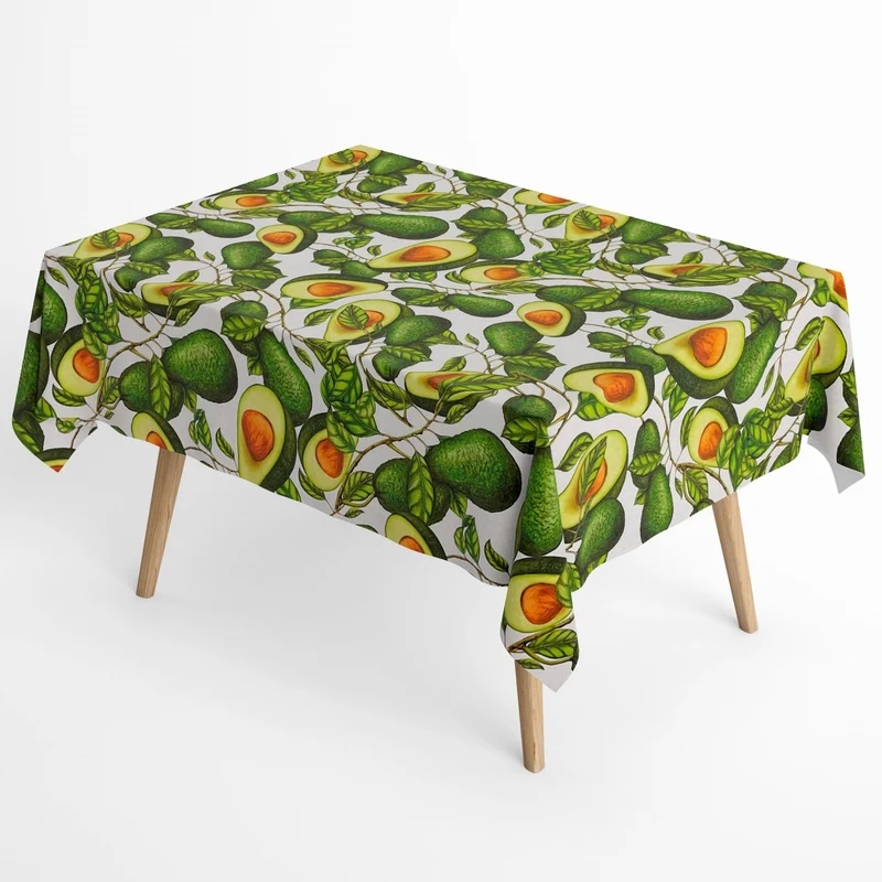 textile Tischdecke Jacquard beschichtete Baumwolle DG128 AVOCADOS eckig rund oval