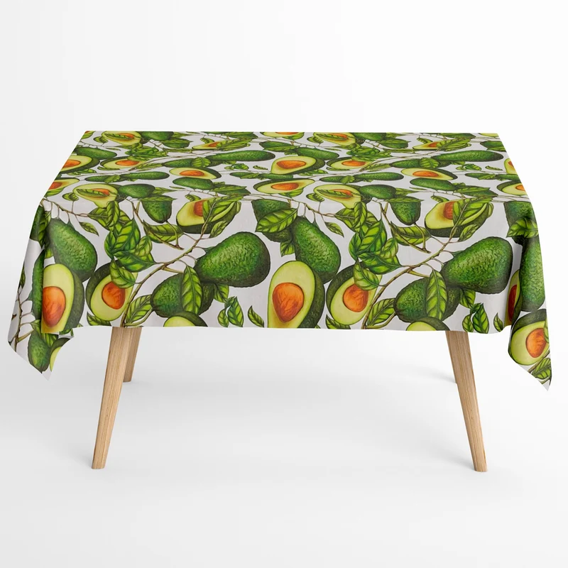 textile Tischdecke Jacquard beschichtete Baumwolle DG128 AVOCADOS eckig rund oval