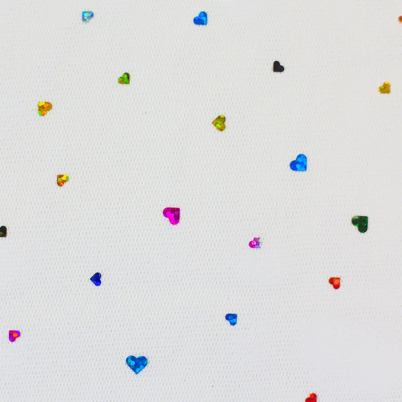 Tüll - Hearts weiß - 10 cm