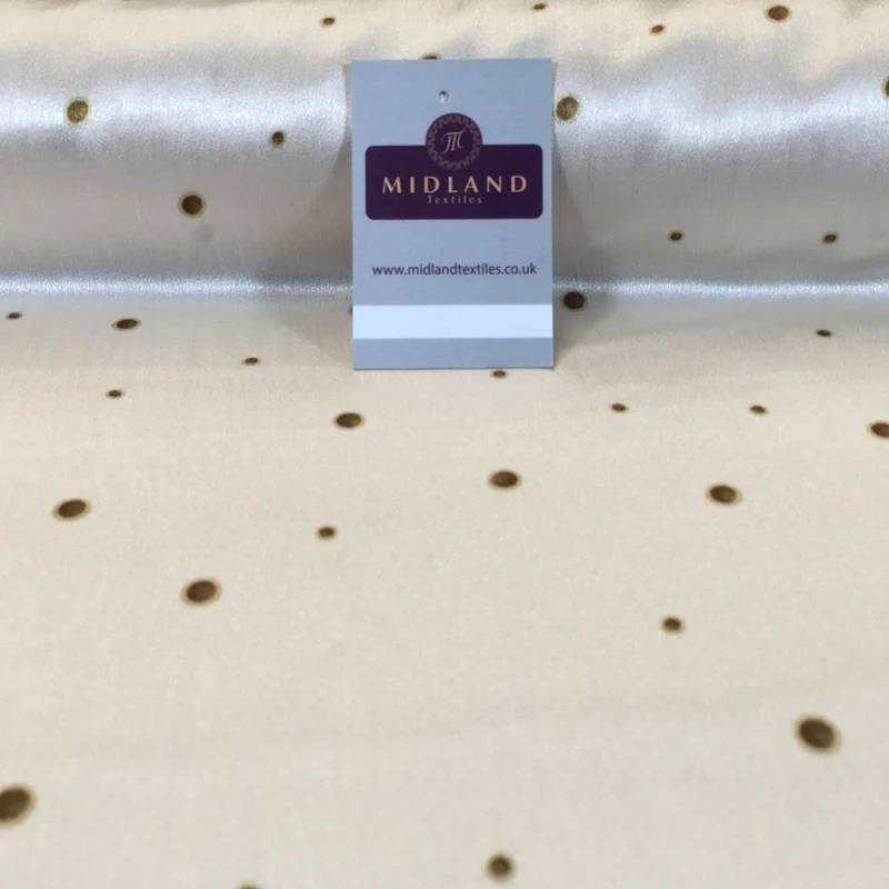 Cream spotted silky smooth satin dress fabric 58" M145-67 Mtex