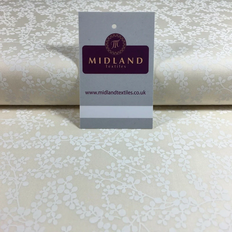 Cream Floral 100% Cotton poplin printed craft fabric 45" M734 Mtex