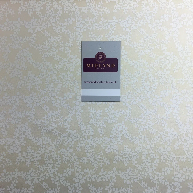 Cream Floral 100% Cotton poplin printed craft fabric 45" M734 Mtex