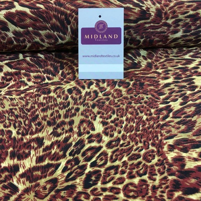 Cafe Chestnut animal printed lightweight peach crepe 44" wide M161-38 Mtex