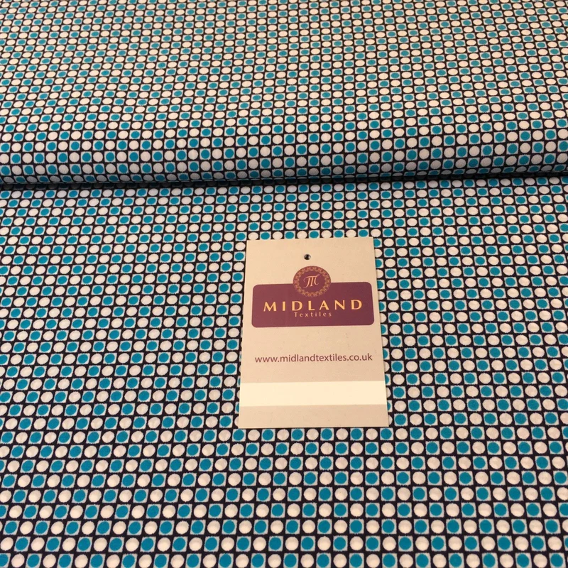 Blue Spotted Geometric Crepe Dress Fabric 58" M401-49 Mtex