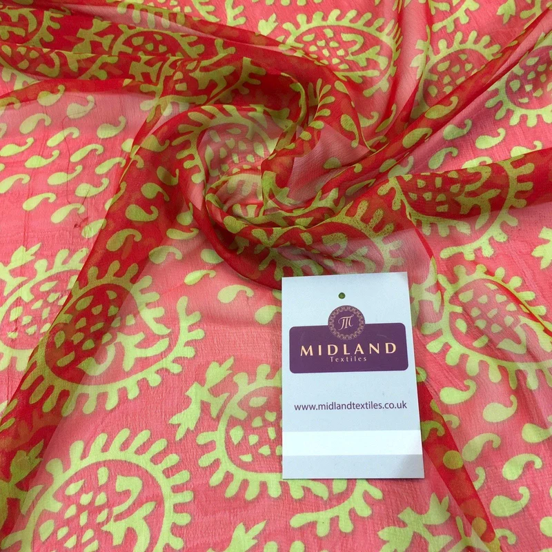 Two Coloured paisley Lightweight printed chiffon 55" Wide M764 Mtex