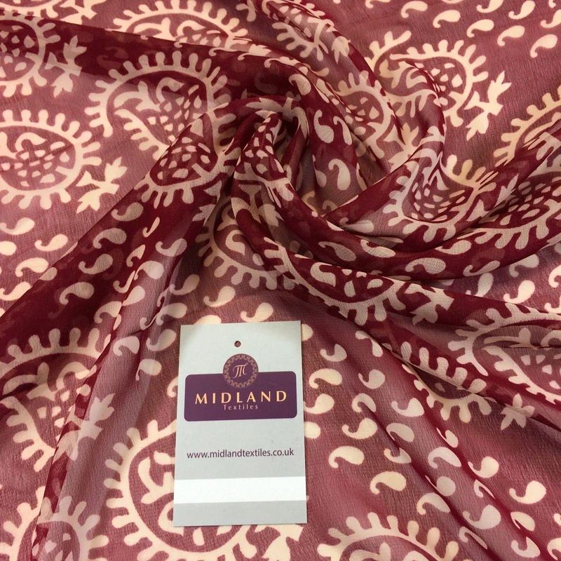 Two Coloured paisley Lightweight printed chiffon 55" Wide M764 Mtex