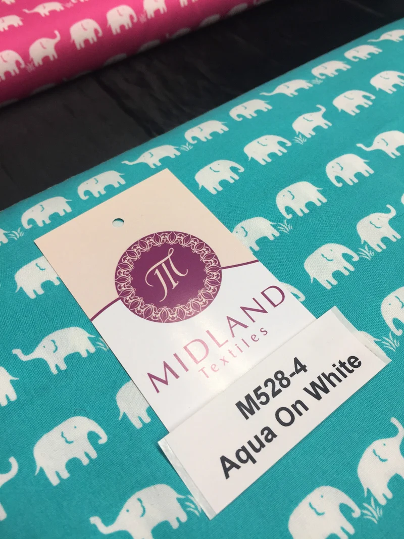 Retro Novelty Elephant Herd Fabric Print 100% Cotton 44" Wide M528
