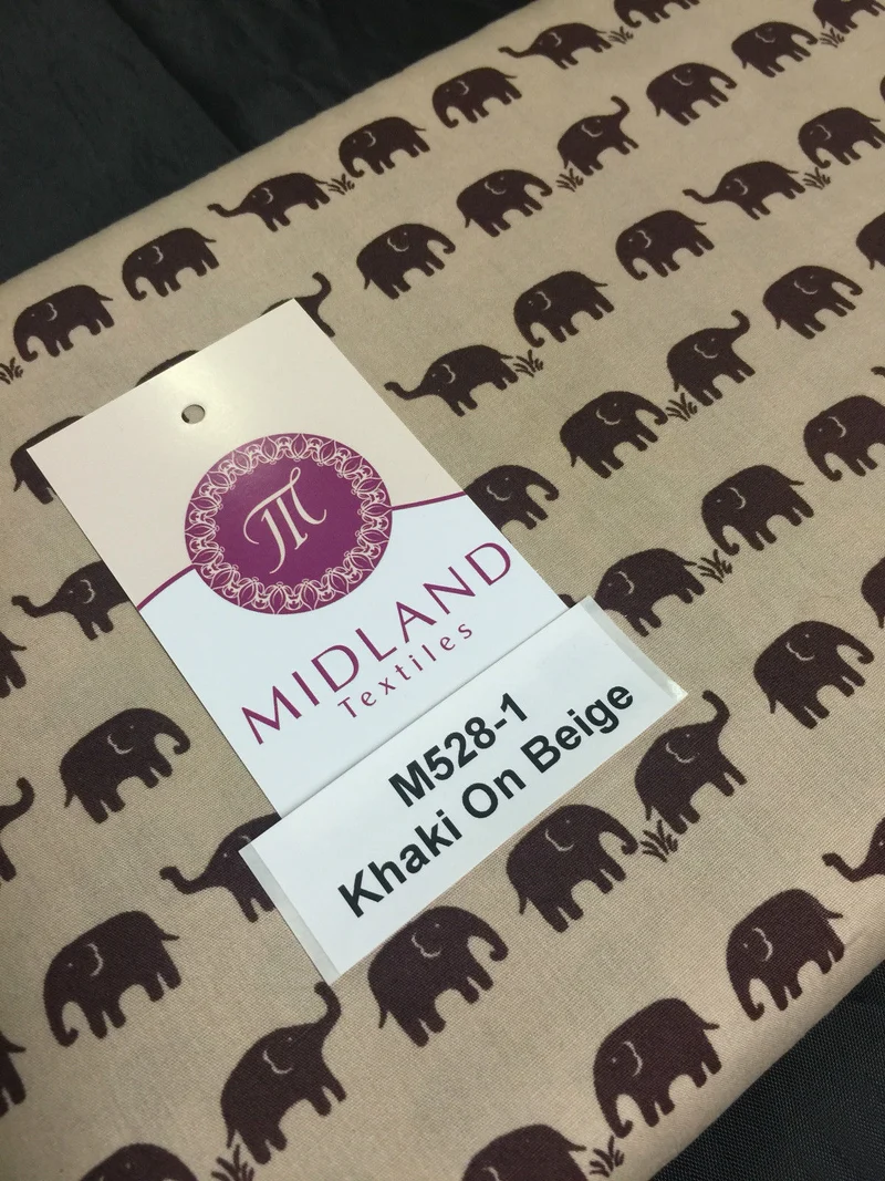 Retro Novelty Elephant Herd Fabric Print 100% Cotton 44" Wide M528