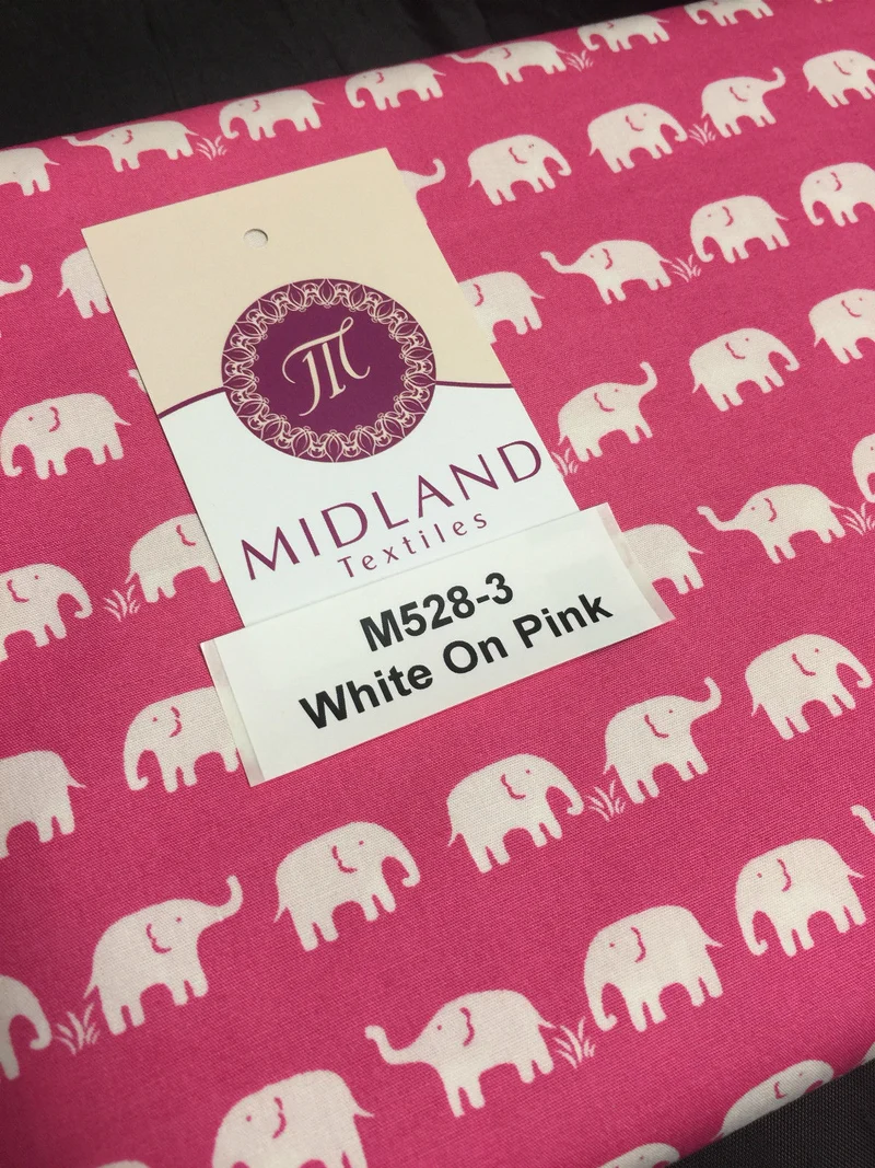 Retro Novelty Elephant Herd Fabric Print 100% Cotton 44" Wide M528