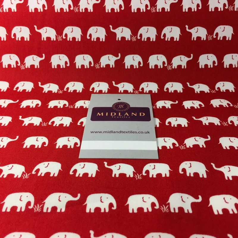 Retro Novelty Elephant Herd Fabric Print 100% Cotton 44" Wide M528
