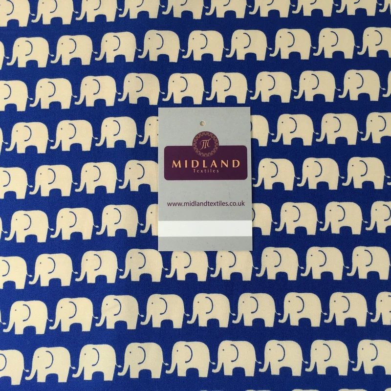Retro Novelty Elephant Herd Fabric Print 100% Cotton 44" Wide M528