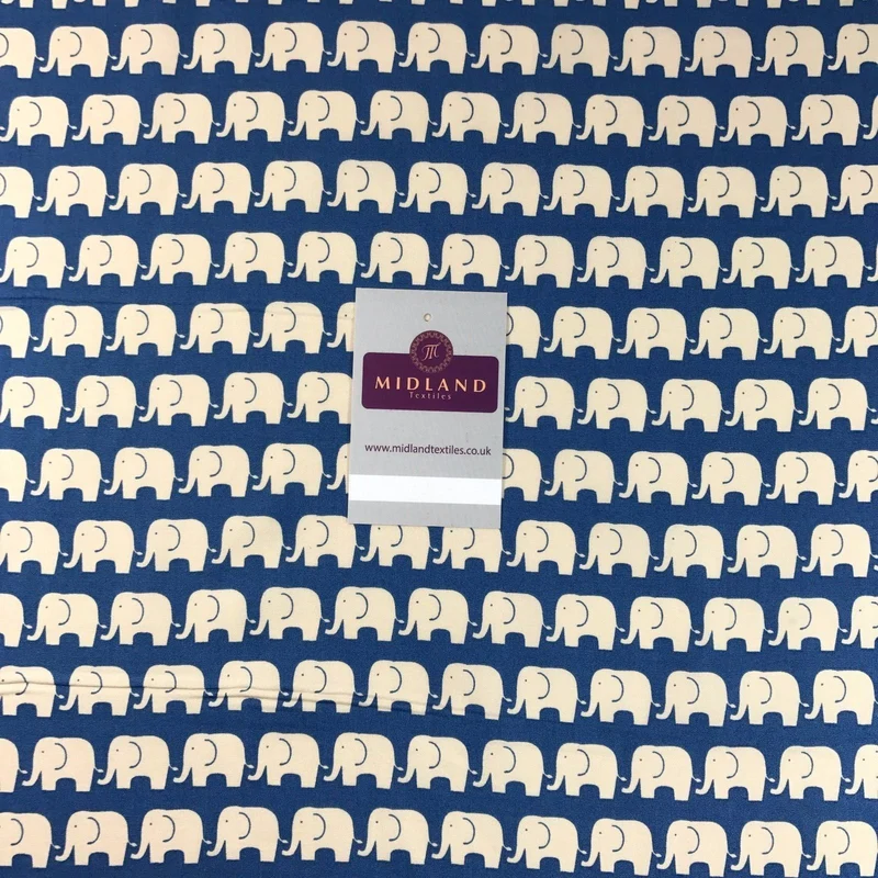 Retro Novelty Elephant Herd Fabric Print 100% Cotton 44" Wide M528