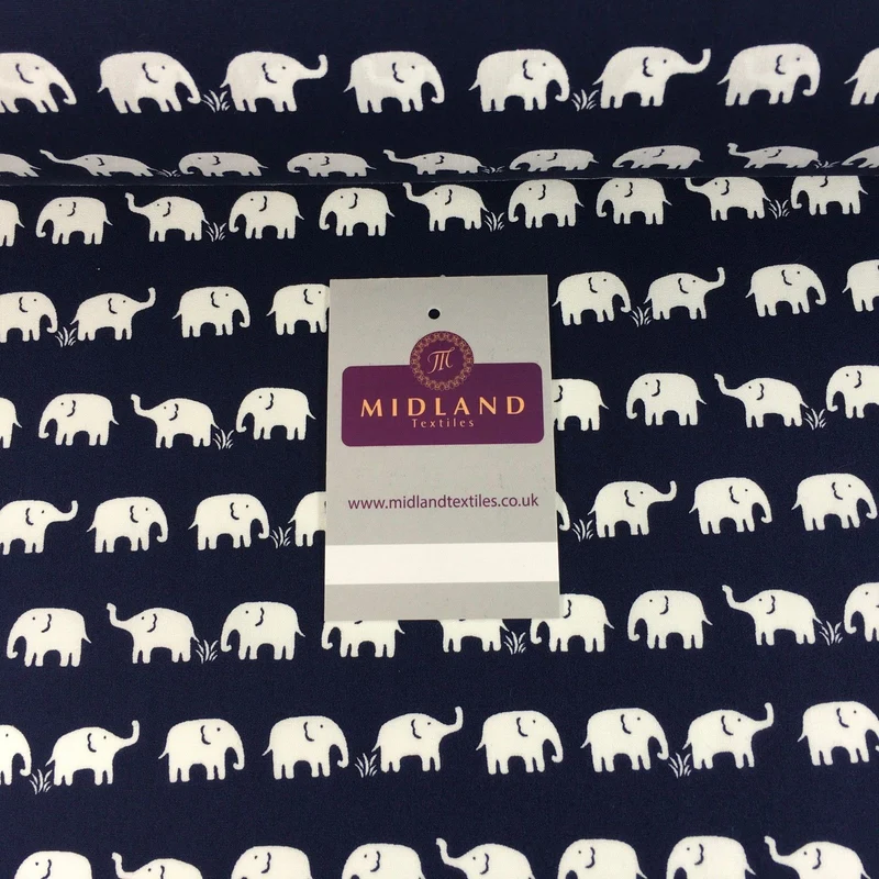 Retro Novelty Elephant Herd Fabric Print 100% Cotton 44" Wide M528