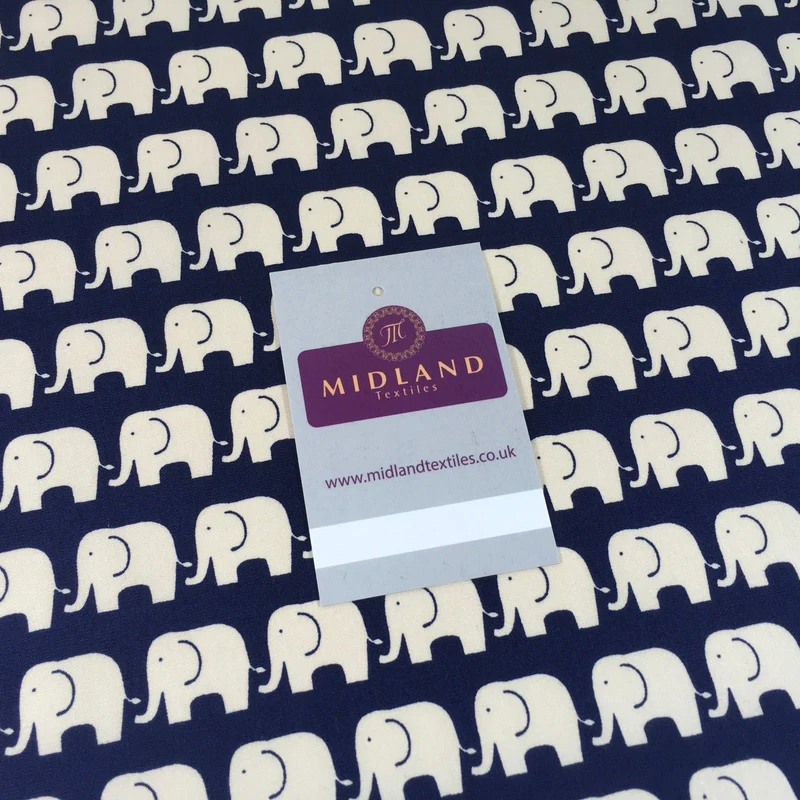 Retro Novelty Elephant Herd Fabric Print 100% Cotton 44" Wide M528