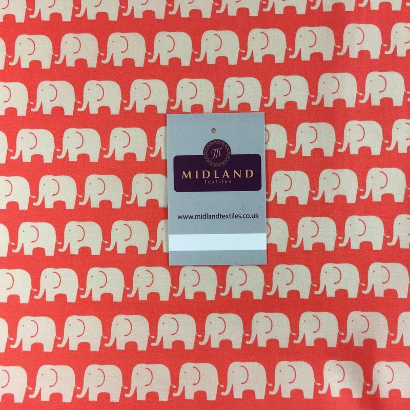 Retro Novelty Elephant Herd Fabric Print 100% Cotton 44" Wide M528
