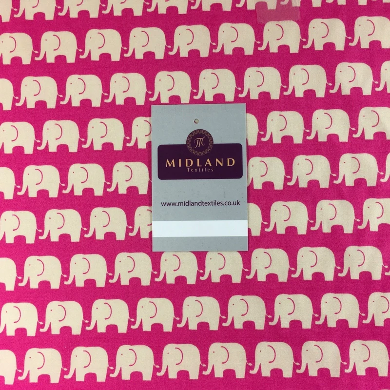 Retro Novelty Elephant Herd Fabric Print 100% Cotton 44" Wide M528