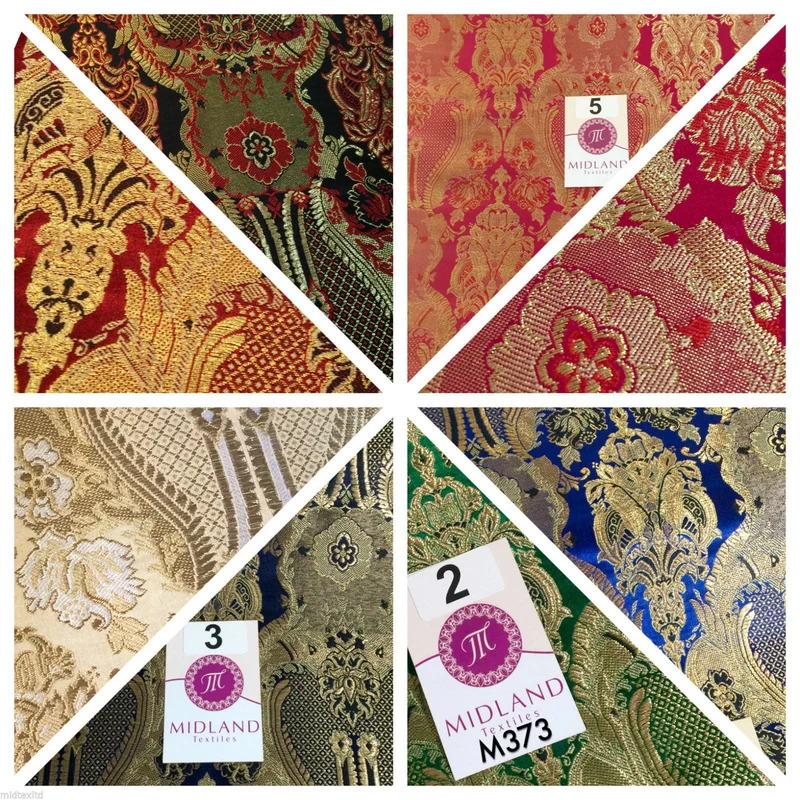 Indian Banarsi Gold Metallic Ornamental floral brocade fabric M373 Mtex 40" wide