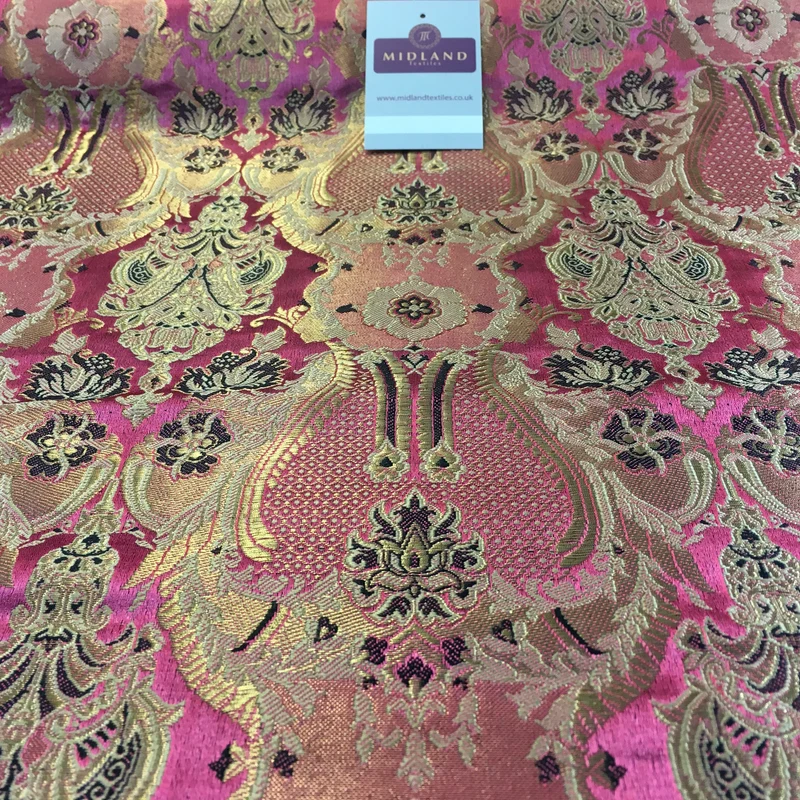 Indian Banarsi Gold Metallic Ornamental floral brocade fabric M373 Mtex 40" wide