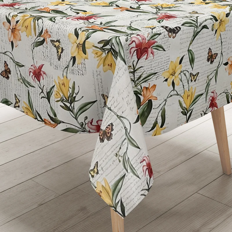 Wachstuch Tischdecke 06241-01 Blumenwiese Blüten Schmetterlinge eckig rund oval Wunschmaß