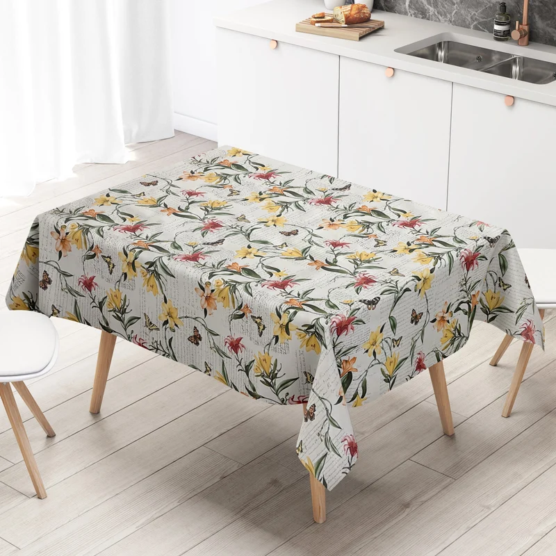 Wachstuch Tischdecke 06241-01 Blumenwiese Blüten Schmetterlinge eckig rund oval Wunschmaß