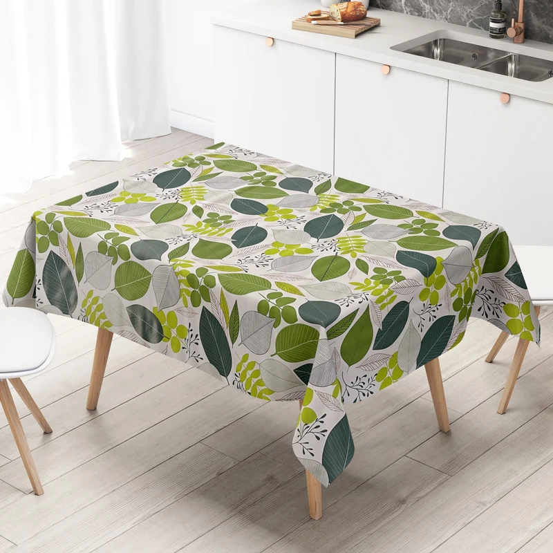 Wachstuch Tischdecke B4052-01 grüne Blätter Laub Dschungel nach Maß eckig rund oval